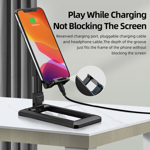 phone resting on a smartphone stand